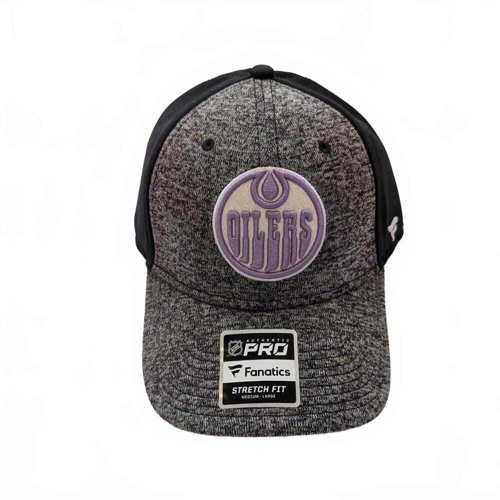 Men's Edmonton Oilers Fanatics Hockey Fights Cancer Speed Flex Hat, M/L